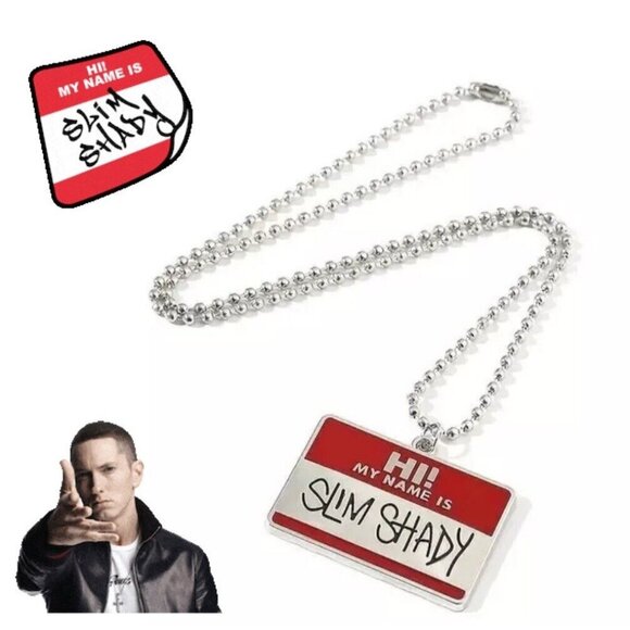 EMINEM Slim Shady Hi My Name Is Chain Hip Hop Pendant Necklace Rapper - Picture 1 of 6